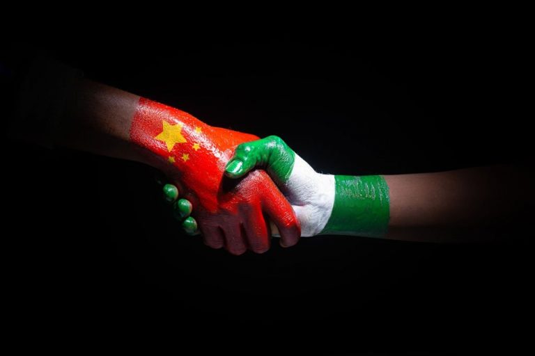 Photographs showing China handshake with Nigeria